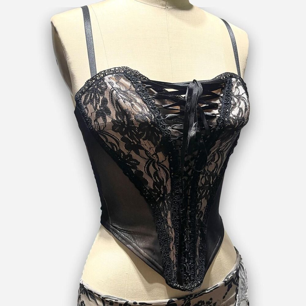 Frederick-s-of-hollywood Women's Black and Cream Corset